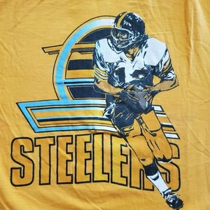 True Vintage Pittsburgh Steelers T Shirt Single Stitch Terry Bradshaw Ringer - Picture 1 of 10