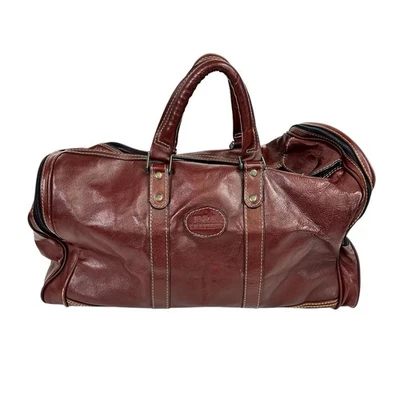 Bolso de Viaje Vintage Cuero Genuino Lona Gimnasio Equipaje Noche Fin de Semana Foto 1 de 4