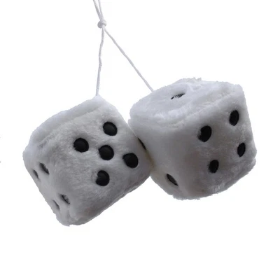 Car Dice Ornaments Pair Of Dice Car Decorations White With Black Dots - Image 1 of 4