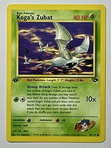 Koga's Zubat 83/132 (NM) 1st Edition Common Gym Challenge 2000 WOTC Pokémon Card - Picture 1 of 17
