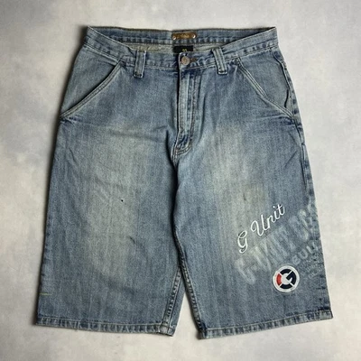 Y2K Baggy Jeans Shorts W32 G-Unit Denim Blue Vintage 2000s Hip Hop Streetwear - Image 1 of 4