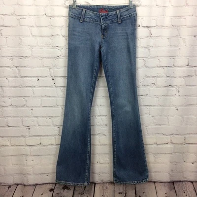 Blue Cult Jeans Women’s Size 26 Blue Flare Leg Low-Rise Festival Pockets Logo - Image 1 of 4