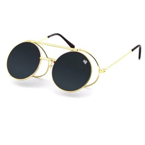 KISS® PREMIUM Sonnenbrille Mod.PICCADILLY Herren Damen FLIP-UP rund STEAMPUNK - Bild 1 von 16