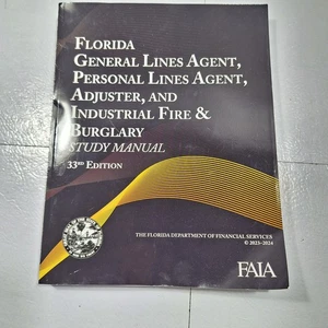 Florida GENERAL LINES AGENT & Adjusters STUDY MANUAL 2023-24 33rd edition - Foto 1 di 4