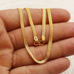 22k Gold Necklace 22 Inche Yellow Gold Box Chain Fine Unisex Gold Jewelry