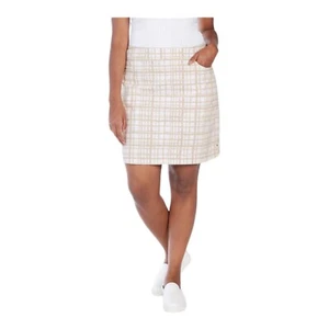 Hilary Radley Skort Skirt Women 2XL XXL Tan & White Pocket Inner Short Stretch - Picture 1 of 5