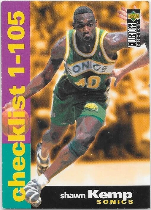 Carte Upper Deck 1995 - Shawn Kemp - Checklist - N°209 - Photo 1/1