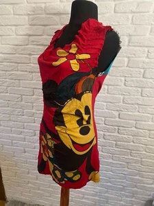 Blusa túnica con estampado floral estilo Mickey Mouse roja de señora talla L - Imagen 1 de 15
