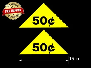 SODA VENDING MACHINE (2) LARGE YELLOW .50 PRICE DECALS / Ship for Free - Picture 1 of 4