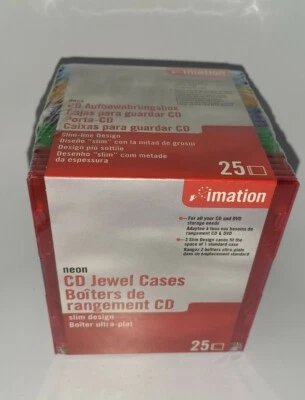 Imation 25 Pack Slim Design Neon CD/DVD Jewel Cases  - Image 1 of 4