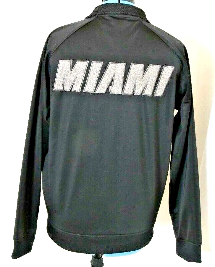 Miami Heat UNK NBA Basketball Zip Black Gray Striped Track Jacket Youth Boy's XL - Image 1 of 4
