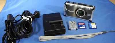 Pentax Optio W80 12MP x5 Optical Zoom Digital Camera + Accessories  +TESTED - Image 1 of 4