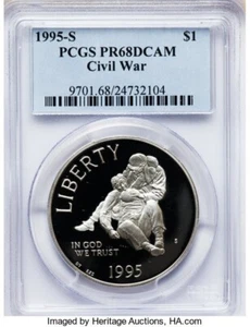 1995-S PR68DCAM CIVIL WAR COMMEMORATIVE SILVER DOLLAR - Picture 1 of 2