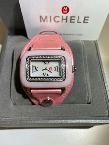  Michele  Pink OPAL 71-2413-CF-711-56 Diamond SWISS MADE  + Extra Black band NEW - Picture 1 of 9