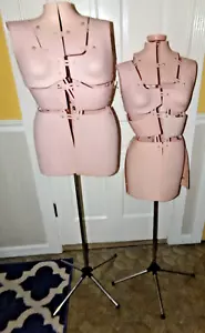 2 Vintage Adjustable Plastic Dress Makers Form w/ Stand Sewing - Picture 1 of 11
