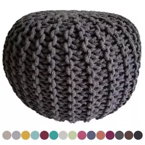 Strickhocker Pouf Sitzpouf Sitzpuff Grobstrick Pouf dunkelgrau Ø 45cm - Bild 1 von 7