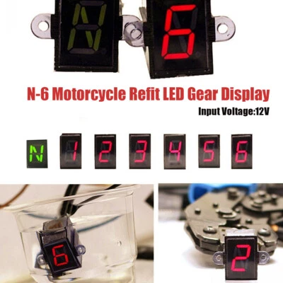 Rot Motorrad N-6 Ganganzeige LED Digital Anzeige Motorrad für Yamaha Universal - Bild 1 von 4