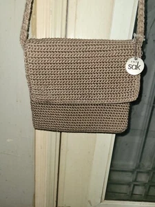 The Sak Crochet Tan Crossbody Shoulder Purse Bag - Picture 1 of 4