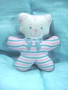 Vtg-4"-1997-90s-Corolle SA-Pink White Blue Little Small Cat--Stuffed Animal Toy - Picture 1 of 1