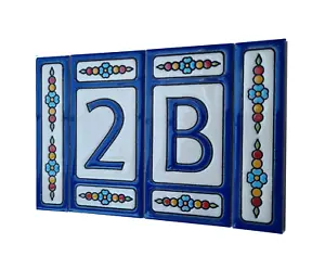 11 x 5.5 cm Atalaya M-7 Hand-painted Ceramic Blue Number Tiles & Metal Frames - Picture 1 of 31