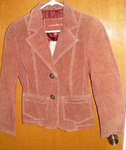 NUEVA Chaqueta Blazer Jennyfer J Vintage Cuero Gamuza Marrón 2 Botones Talla S - Imagen 1 de 10