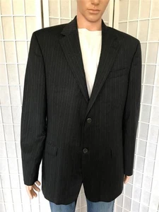 Men's Geoffrey Beene 44L Ink Gray Pin Stripe 100% Worsted Wool Business Blazer - Picture 1 of 9