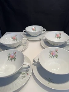 Hutschenreuther Exzellenz Rosita 5 Suppentassen mit Unterteller  - Bild 1 von 5