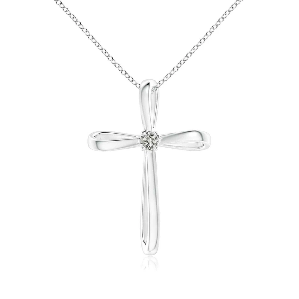 ANGARA 0.06 Ct Natural Diamond Pendant Necklace in 14K Solid Gold (K, I3) - Image 1 of 1