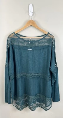 Blusa de encaje FREE PEOPLE para mujer nueva con etiquetas talla pequeña de gran tamaño verde Holly Houx Foto 1 de 4