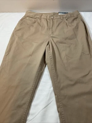 Womens Size 10 Lands End Square Rigger Beige Flat Front Cotton Chinos Pants H43 - Image 1 of 4
