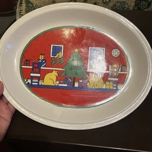 Plato de ensalada Houze 1 de colección Navidad Staffordshire Inglaterra 1985 - Imagen 1 de 5