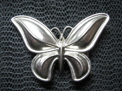 SILVER BUTTERFLY CUT OUT REPOUSSE DESIGN HIPPIE BELT BUCKLE! VINTAGE! RARE! 90s - Image 1 of 4