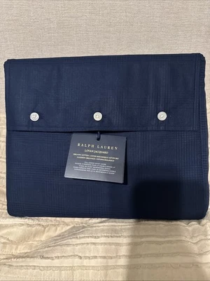 Ralph Lauren Lovan Jacquard Organic Cotton Duvet Cover Full/queen Navy NWT $425 - Image 1 of 4