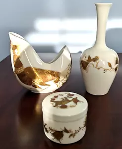 Rosenthal Bjorn Wiinblad Quatre Couleurs Set of 3: Vase, Bud Vase, Trinket Box - Picture 1 of 12