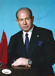 Foto 6x8 firmada a mano real cosmonauta soviético Alexei Leonov #1 certificado de autenticidad JSA autografiada - Imagen 1 de 1