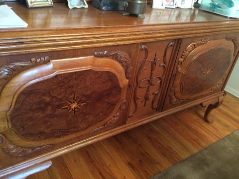 SOLID OAK BUFFET CARVED INLAID Cover