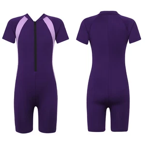 Kids One-piece Short Sleeves Swimsuit Rash Guard Bathing Suit Wetsuit Swimwear - Picture 1 of 67