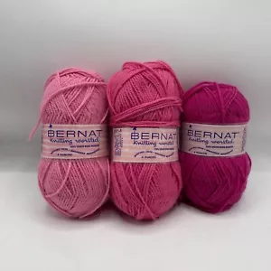 Nuevo de Lote Antiguo Hilo Bernat Lana Peinada Lana Virgen EE. UU. 3 Madejas Colores Rosa Tejer - Imagen 1 de 9