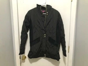 NEW Jessica London Women's SZ 12 Quilted Zip Up Jacket Black Velour Trim NEW - Picture 1 of 4