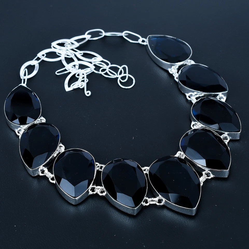 Iolite Pear Gemstone Handmade 925 Sterling Silver Jewelry Necklace 18" VJ 1038 - Image 1 of 4