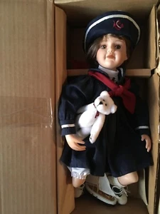 BOYDS COLLECTION 4805 Yesterdays Child BETSIE Porcelain Doll bear TROY sail boat - Picture 1 of 10