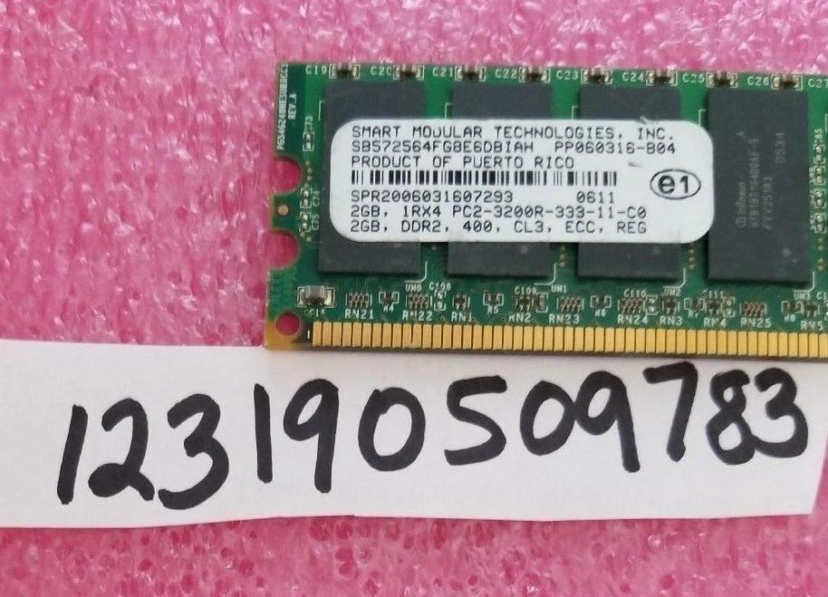 2GB PC2 PC DDR2 DDR PC2-3200R DDR2-400 3200 400 240PIN  RDIMM ECC-REG 1RX4 256X4 - Image 1 of 1