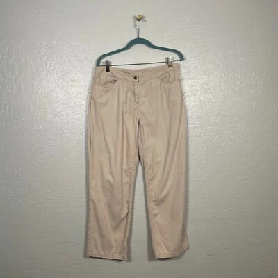 Pantalones Eileen Fisher Mujer Petite PM Beige Pierna Recta Calce Relajado Elastizados Foto 1 de 4