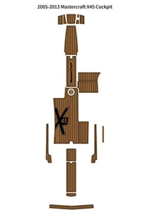 2005-2013 Mastercraft X45 Cockpit Pad Boat EVA Foam Faux Teak Deck Floor Mat - Picture 1 of 24