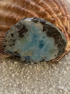 Larimar Scheibe beidseitig poliert, 55x40 mm , 156,55 ct. , #147 - Bild 1 von 3