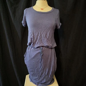 BRIGITTE BRIANNA Dress Women SZ L Blue Stretch Elastic Waist Blouse-On Pocket - Picture 1 of 8