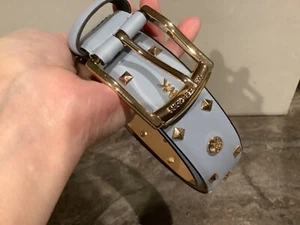 Soft Periwinkle MICHAEL Kors Women's Leather Belt 38” X 1.5” EUC! Sz Large - Picture 1 of 9