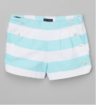 Tommy Hilfiger Niñas Rugby Rayas Algodón Poliéster Corto en Azul Aruba Talla 8 Foto 1 de 2