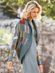 Peruvian Connection Kaffe Fassett Imani Pima Cocoon Cardigan Medium Large Blue - Picture 1 of 15