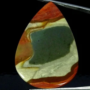 32.00 Cts Pear Polygram Jasper Cabochon Meditation Gemstone Natural 29X41X3MM - Picture 1 of 6